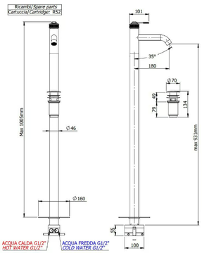 ATELIER - Floor standing single handle washbasin mixer by Remer Rubinetterie - view 3